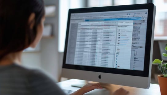 a person in front of the computer reviewing a persons work history as if it were their work record, reviewing their entire history a person in front of the computer reviewing a persons work history as if it were their work record, reviewing their entire history
