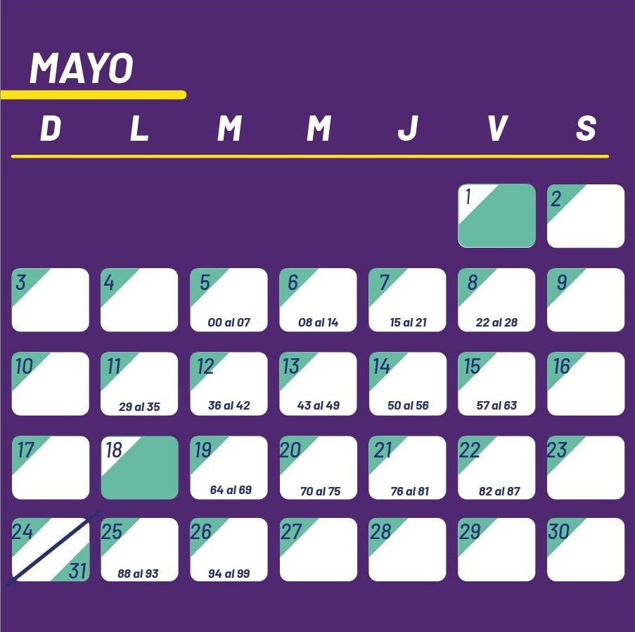 Calendario de pago mayo